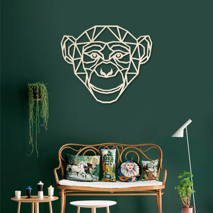 geometrische wanddecoratie aap